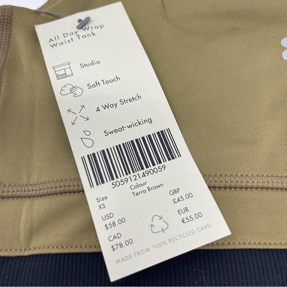 Sweaty Betty Size XS All Day Wrap Waist Tank Terra Brown NWT - Picture 6 of 8